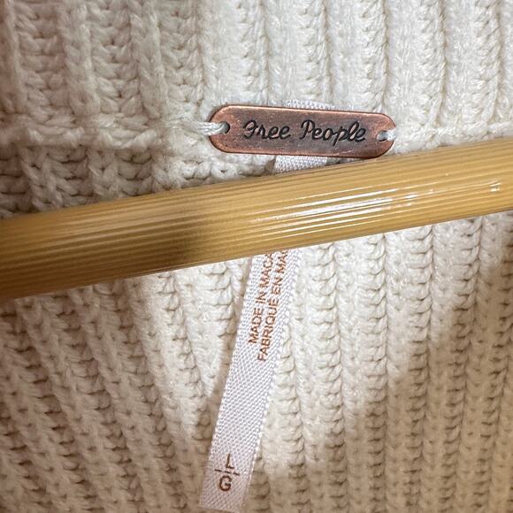 FREE PEOPLE Greta Stripe Half Zip Pullover Sweater Sugar Swirl Sz L $128 {3M32} - Picture 4 of 6